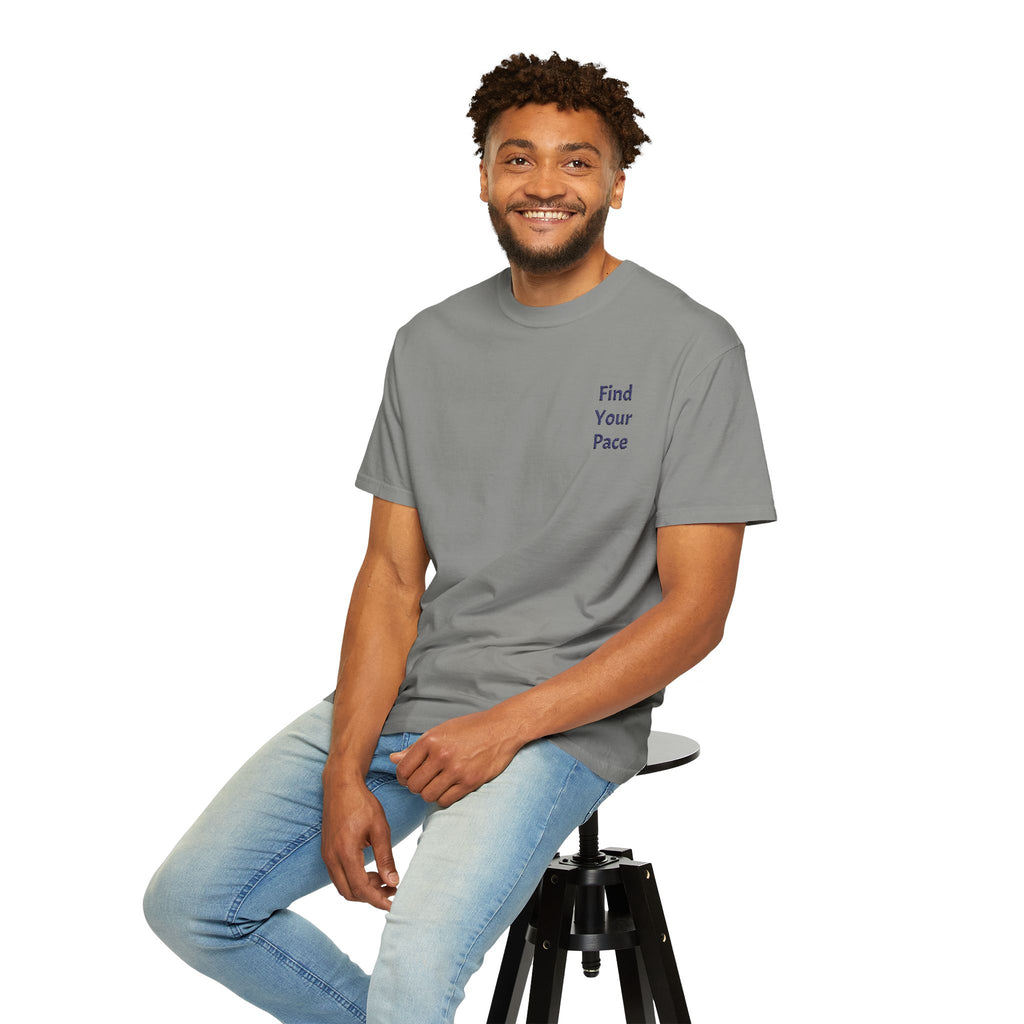 Find Your Pace T-Shirt by Printify featuring a minimal motivational chest print, casual fit, and soft fabric for everyday wear.