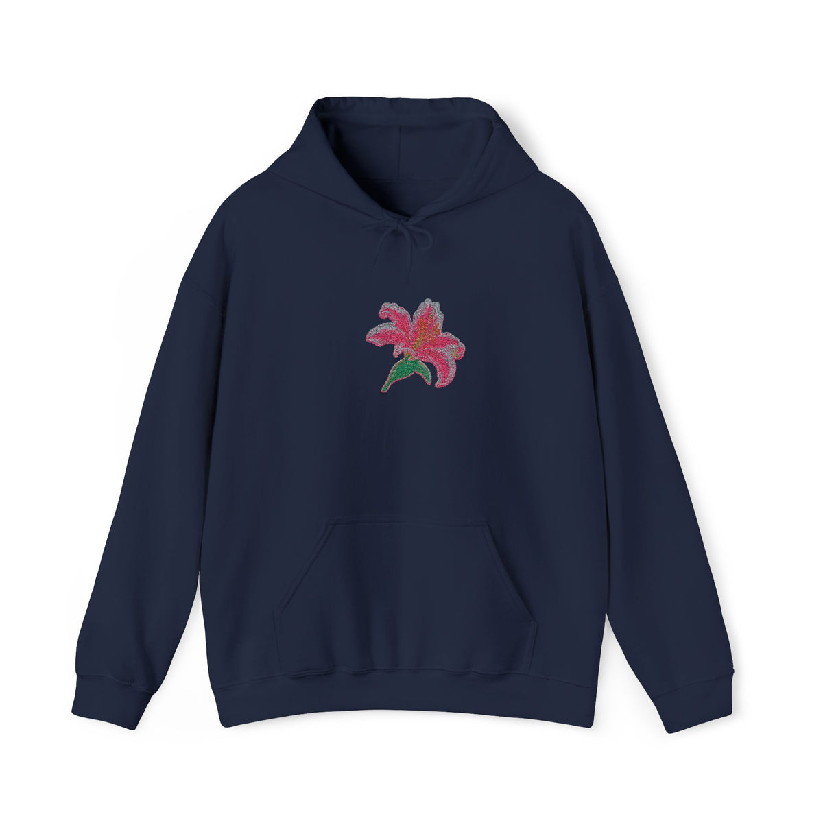 Embroidered Lily Flower hoodie with a floral design on the front, featuring a cozy, casual fit in soft fabric.