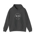 Gray Monogram Circle Hoodie by WyldeHaven Apparel featuring a stylish logo design on the front, made by Printify.