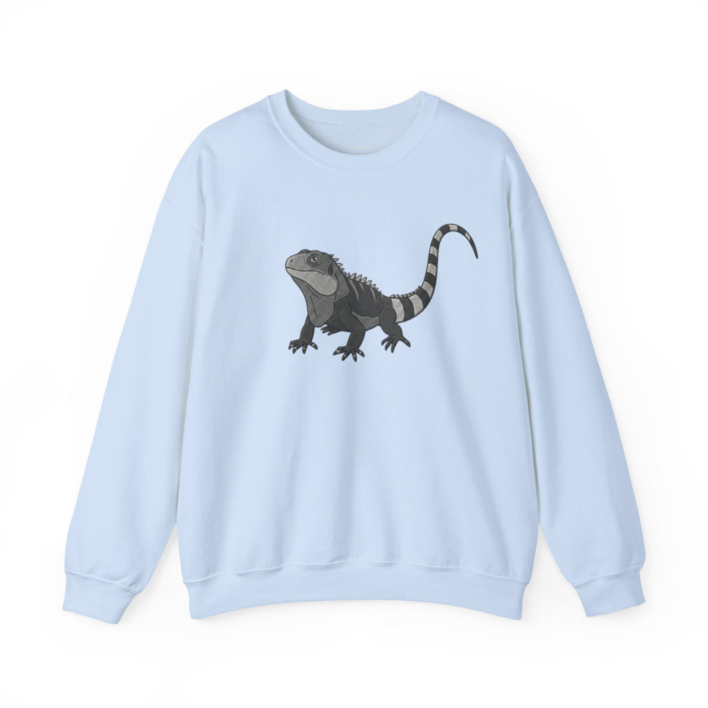 Iguana graphic sweatshirt from Wyldelife Collection featuring vibrant wildlife art on a comfortable Printify sweatshirt.