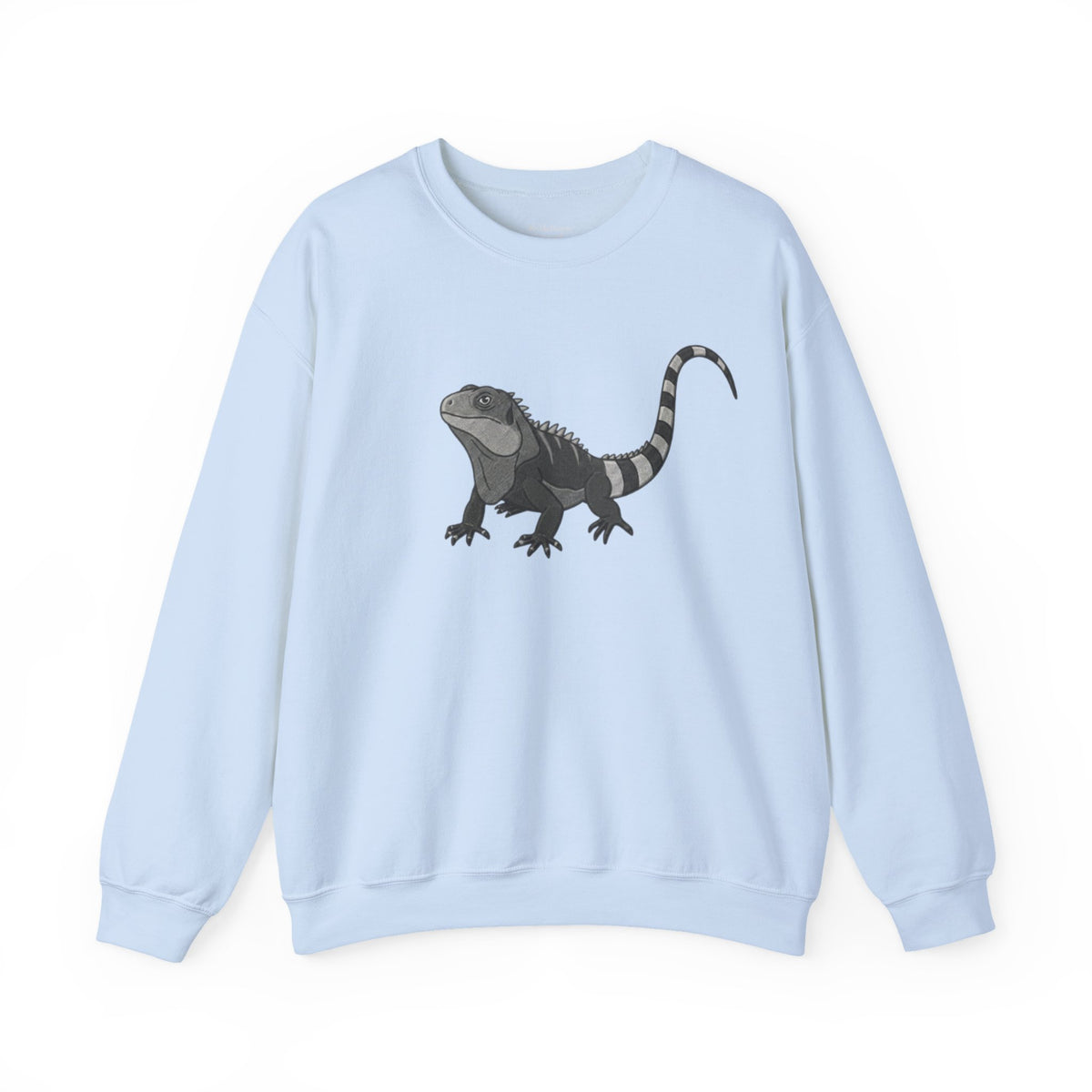 Iguana graphic sweatshirt from Wyldelife Collection featuring vibrant wildlife art on a comfortable Printify sweatshirt.