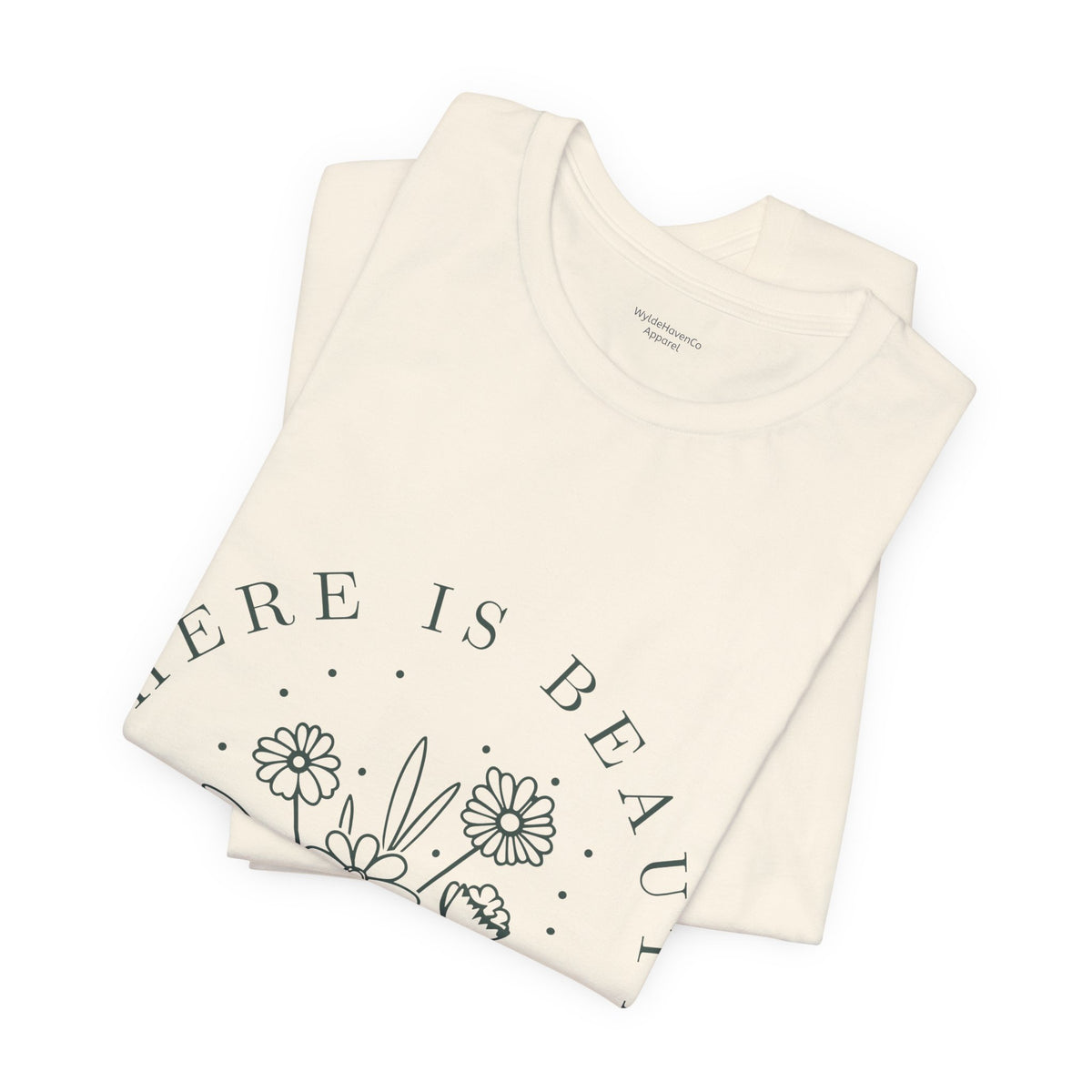Printify floral T-shirt featuring "There Is Beauty In Growth" design on a soft, casual cotton tee.