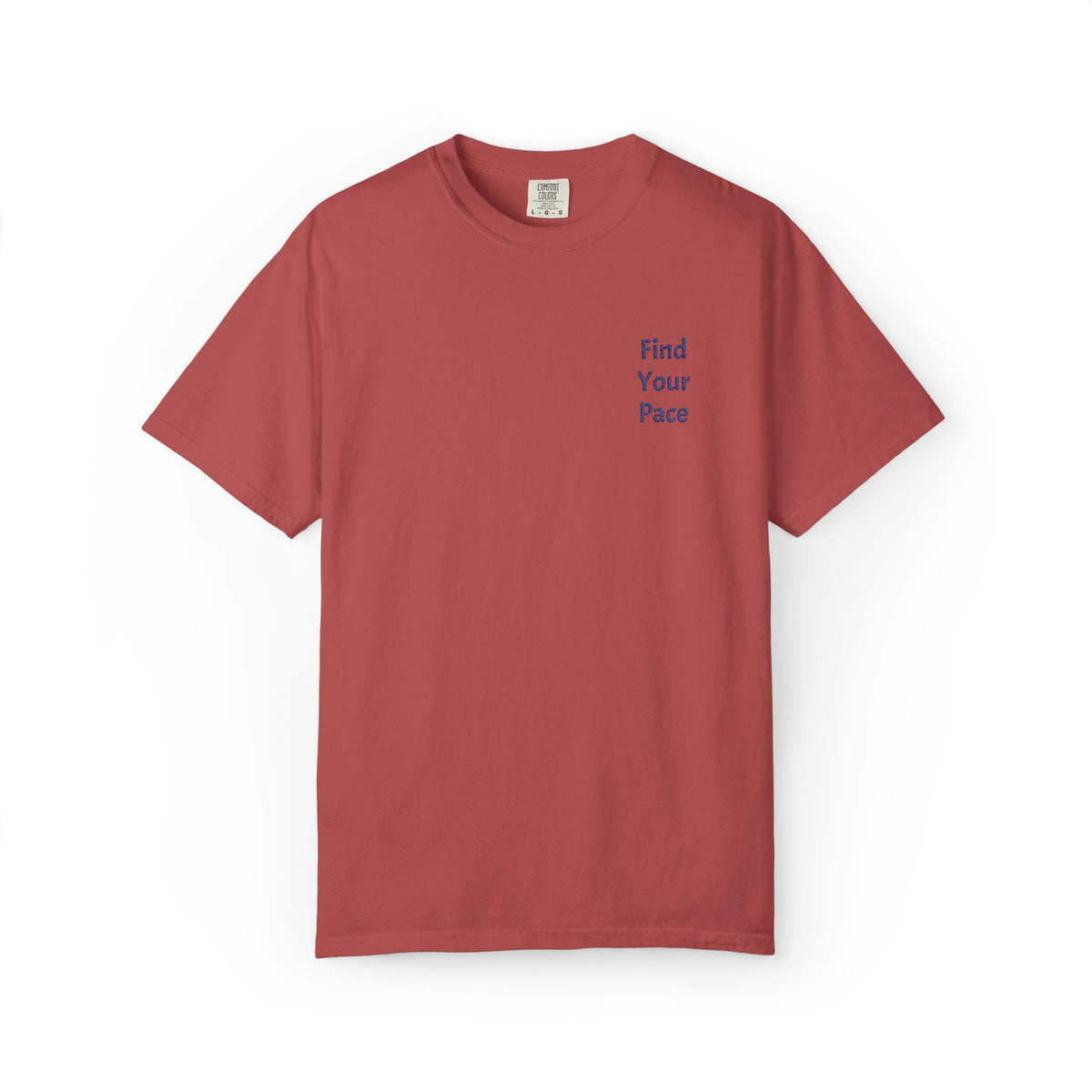 White Find Your Pace T-Shirt by Printify featuring a minimal motivational chest print and casual fit.
