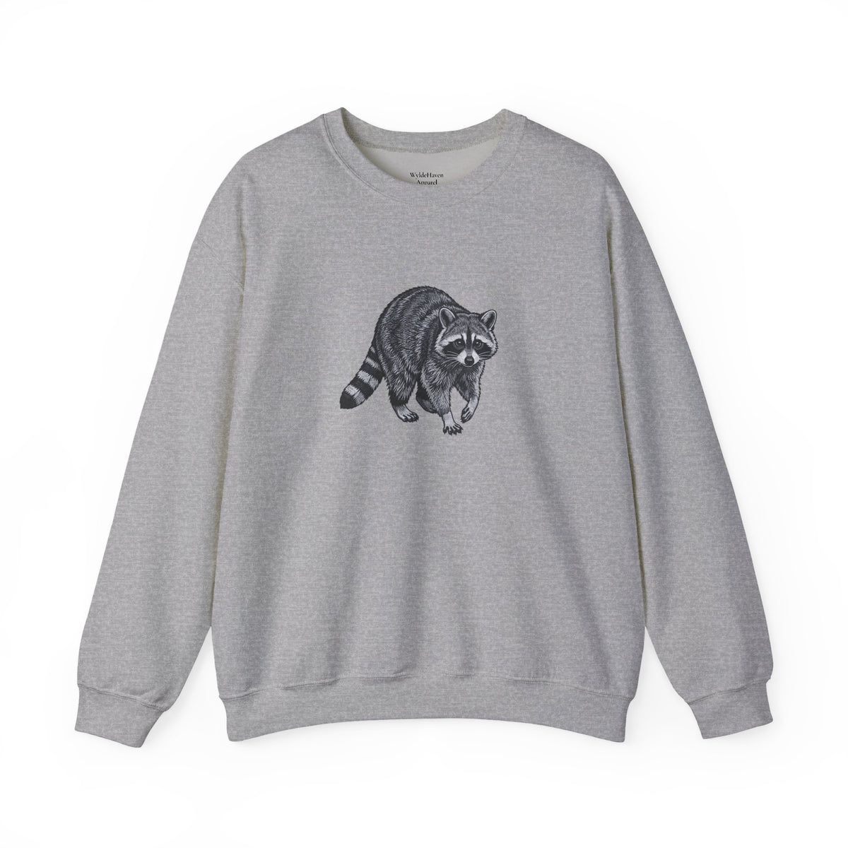 Raccoon graphic sweatshirt from Wyldelife Collection by Printify featuring wildlife art on a cozy pullover.