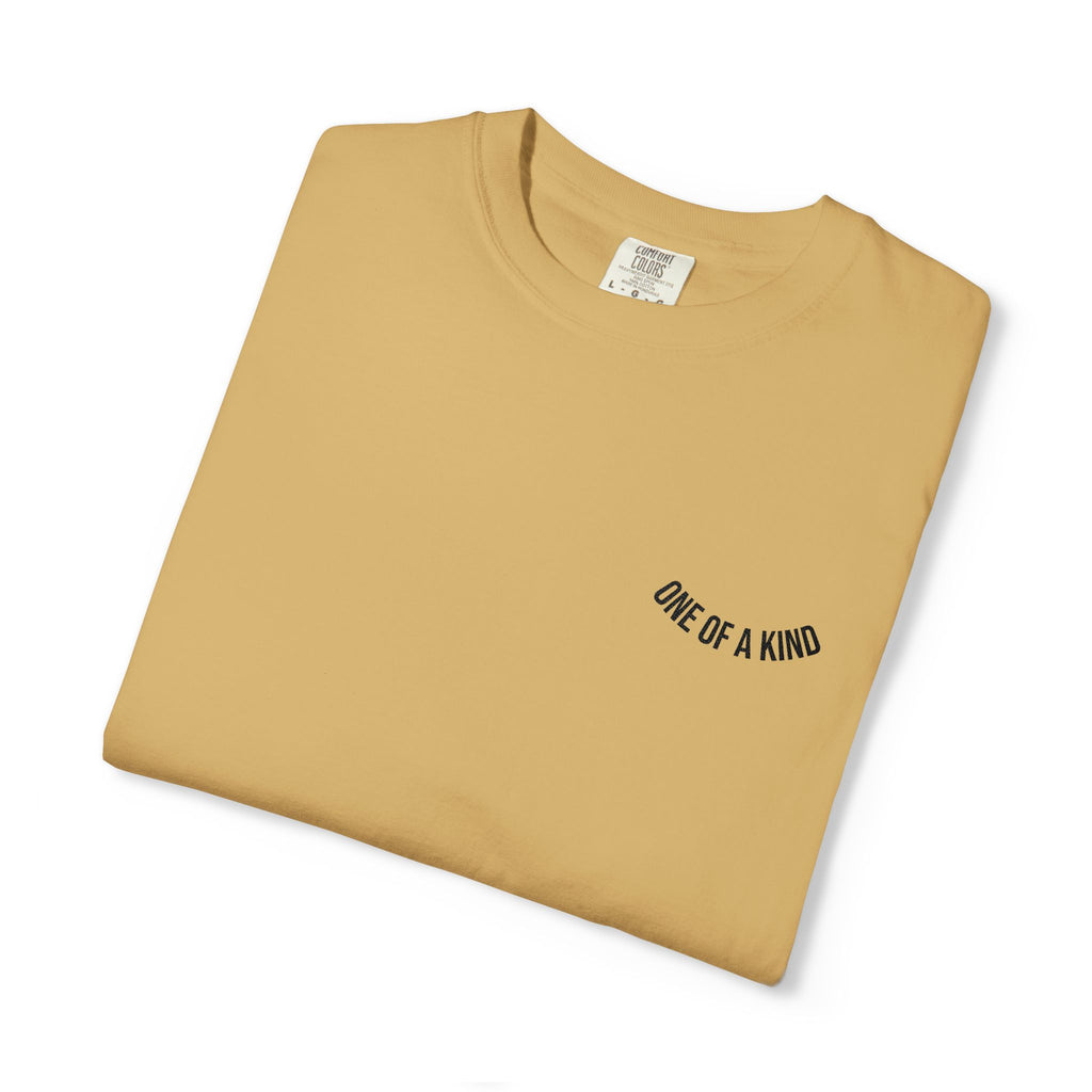 White "One of a Kind" Chest Logo T-Shirt by Printify, featuring a simple logo design on the front.
