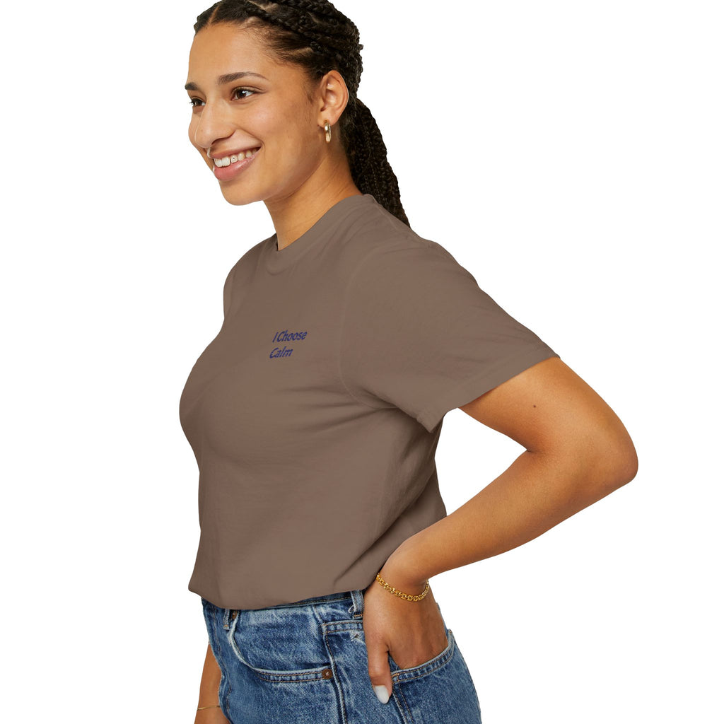 Printify I Choose Calm T-Shirt featuring minimalist design and relaxed fit, perfect for casual wear and stress-free style.