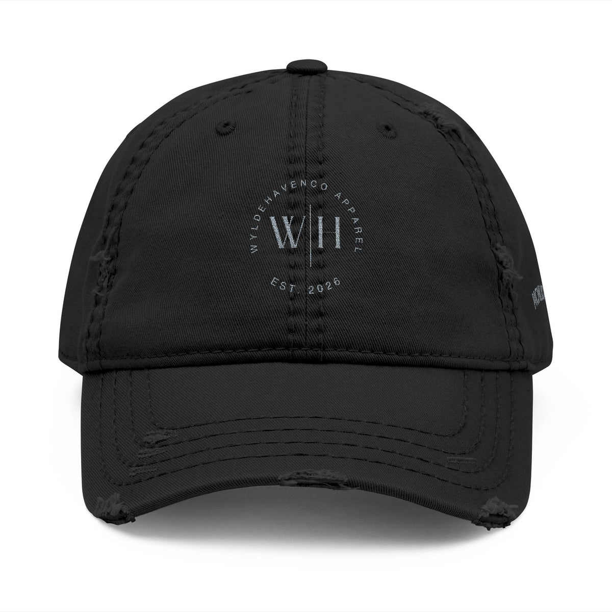 Custom embroidered distressed cotton baseball cap with Roman numeral design, personalized Dad hat by Printify.