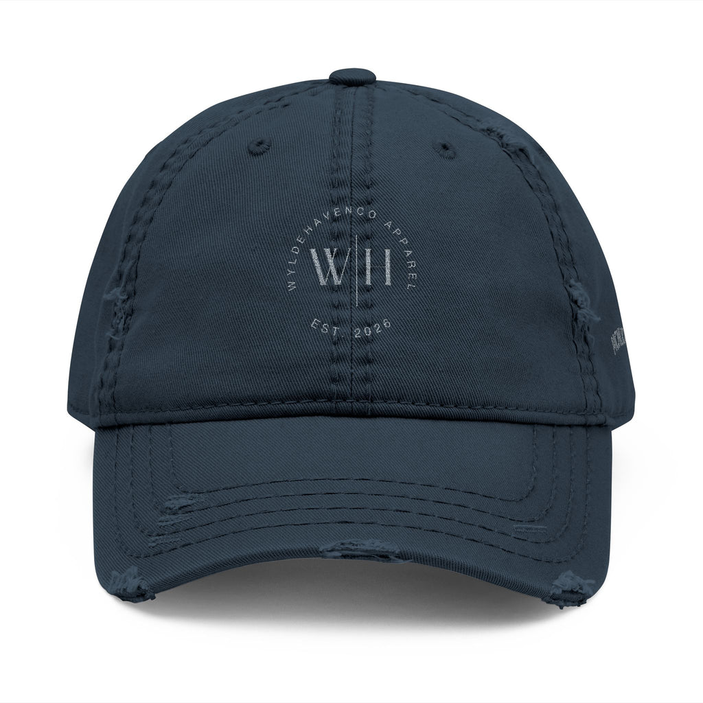 Embroidered personalized Roman numeral dad hat with distressed vintage cotton baseball cap style, by Printify.