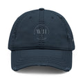 Embroidered personalized Roman numeral dad hat with distressed vintage cotton baseball cap style, by Printify.