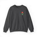 Unisex embroidered tulip sweatshirt with floral design on the left chest, featuring colorful flower embroidery on a cozy jumper.