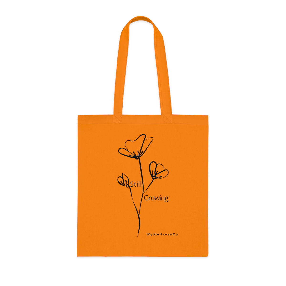 Minimalist floral cotton tote bag by Printify featuring a still growing inspirational design, perfect for everyday use.