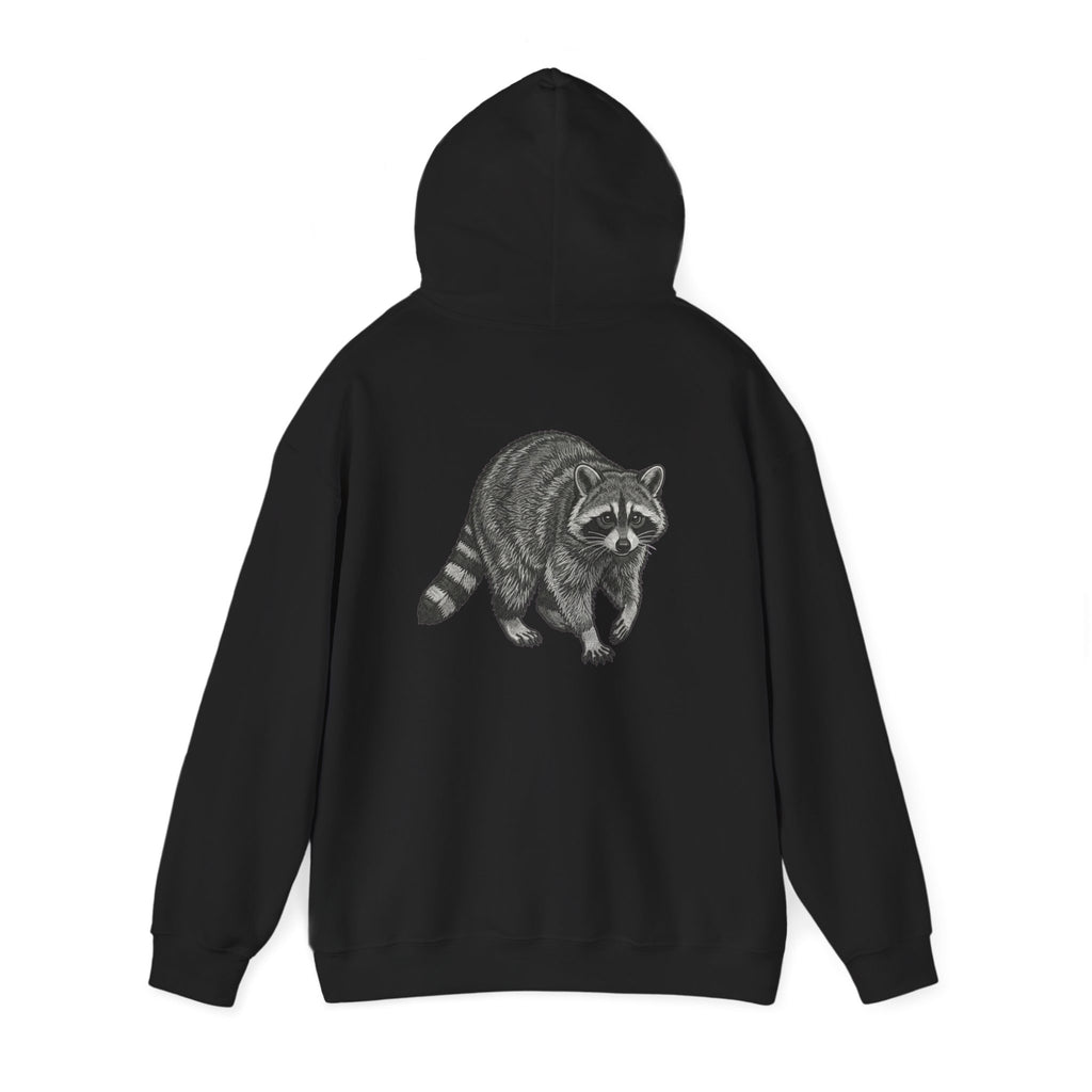 Vintage wildlife raccoon graphic hoodie by Printify featuring a detailed raccoon illustration on a cozy hooded sweatshirt.