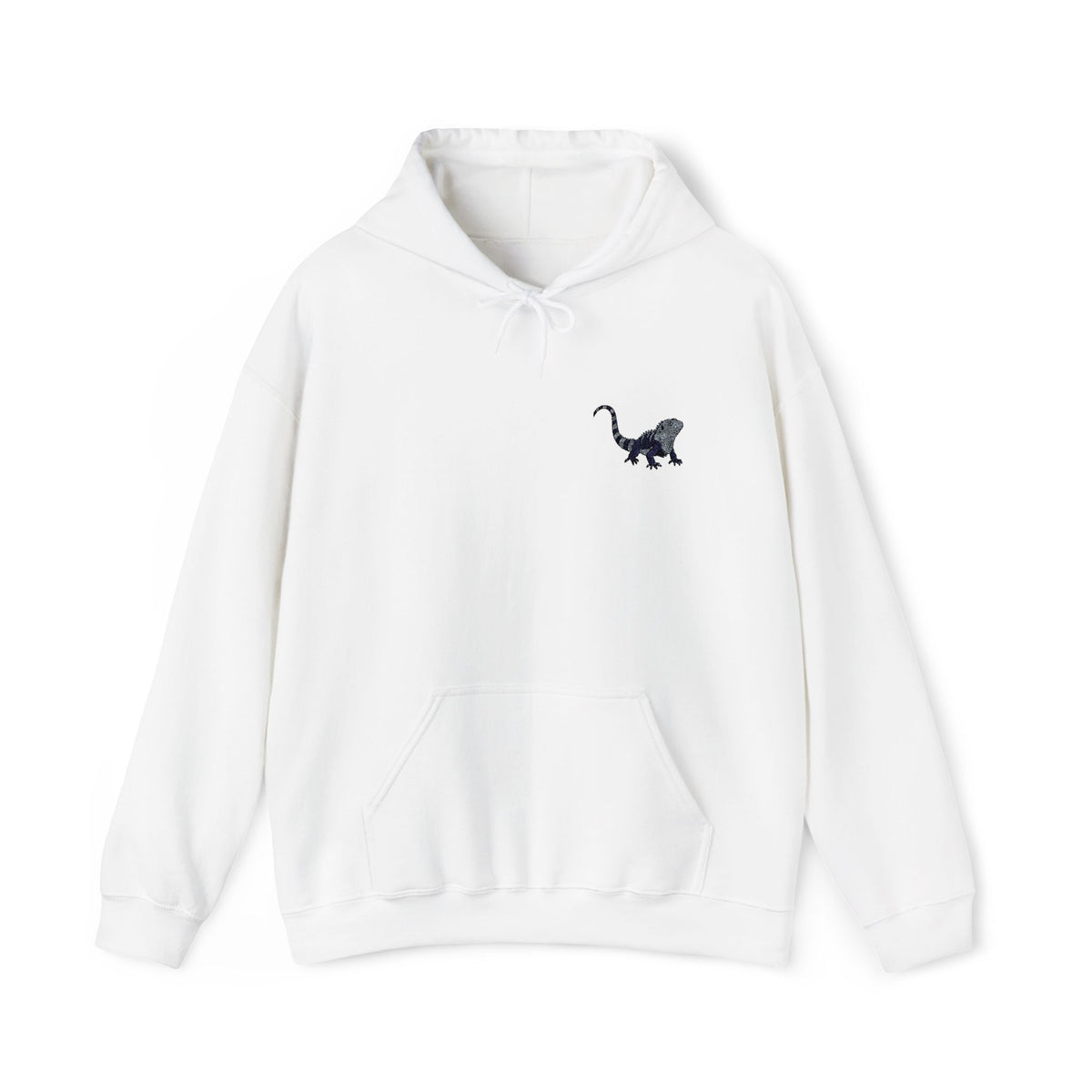 Unisex hoodie with an embroidered iguana design, featuring wildlife-inspired embroidery on a comfortable, premium hoodie.