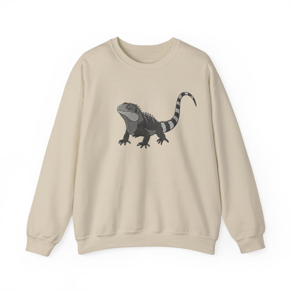 Iguana graphic sweatshirt from Wyldelife Collection featuring wildlife art on a comfortable Printify sweatshirt.